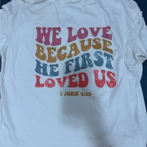 SHEIN White with Colorful Text T-Shirt